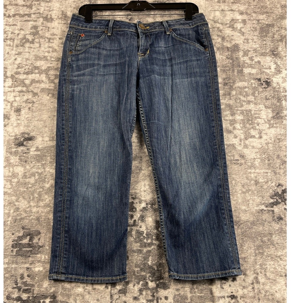 Hudson Jeans Womens Size 29 Dark Blue Stretch Denim Skinny Capri Cropped USA